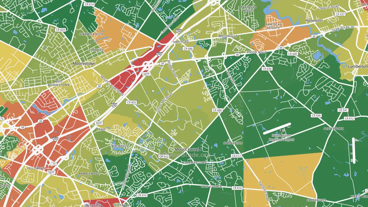 Mount Laurel, NJ Map of Assault Rates