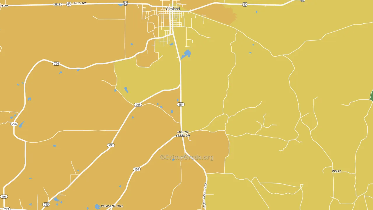 Mount Lebanon, LA Map of Assault Rates