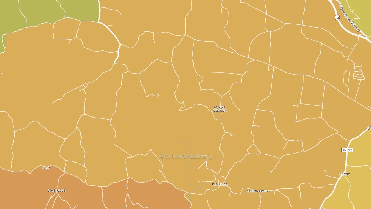 Mount Lebanon, TN Map of Assault Rates