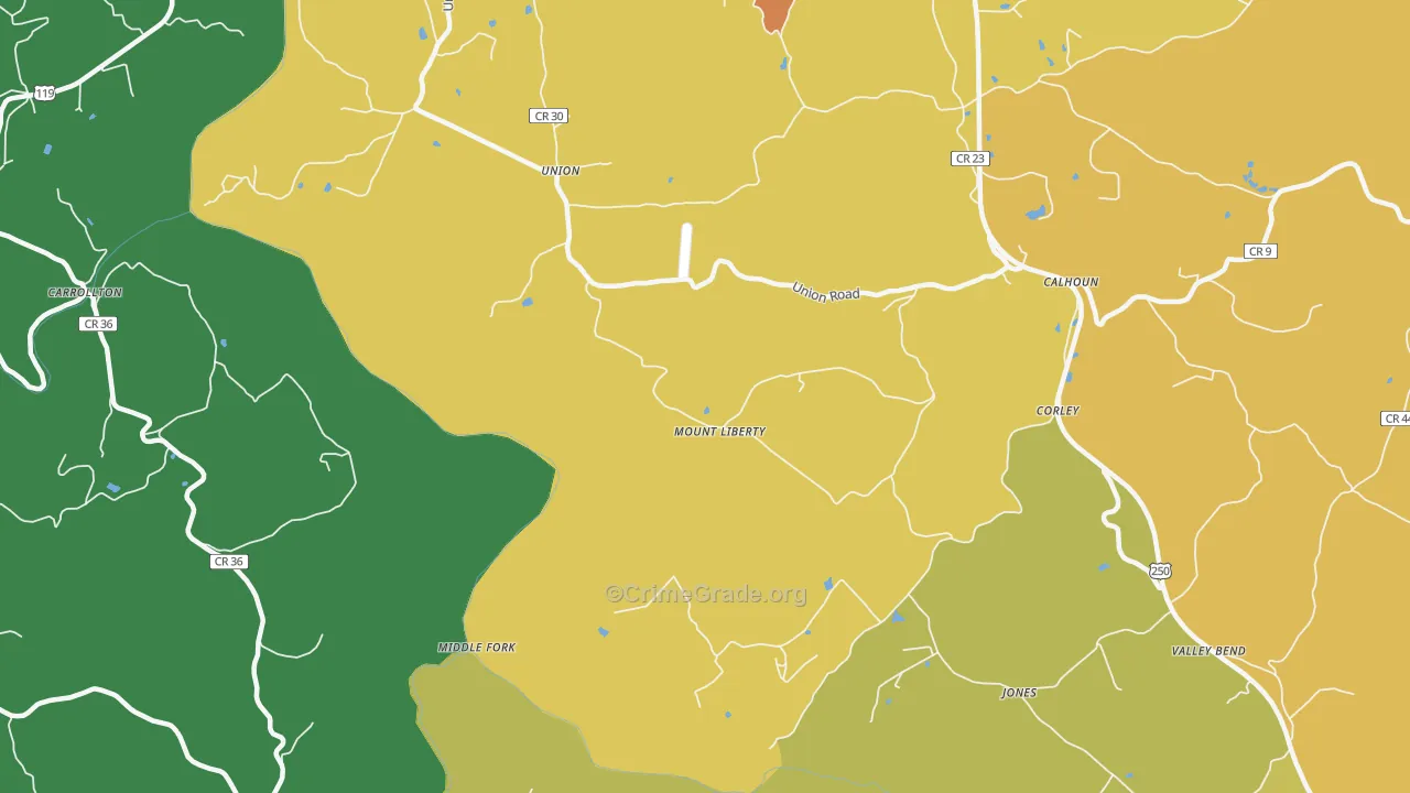 Mount Liberty, WV Map of Assault Rates