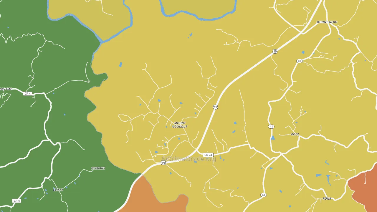 Mount Lookout, WV Map of Assault Rates