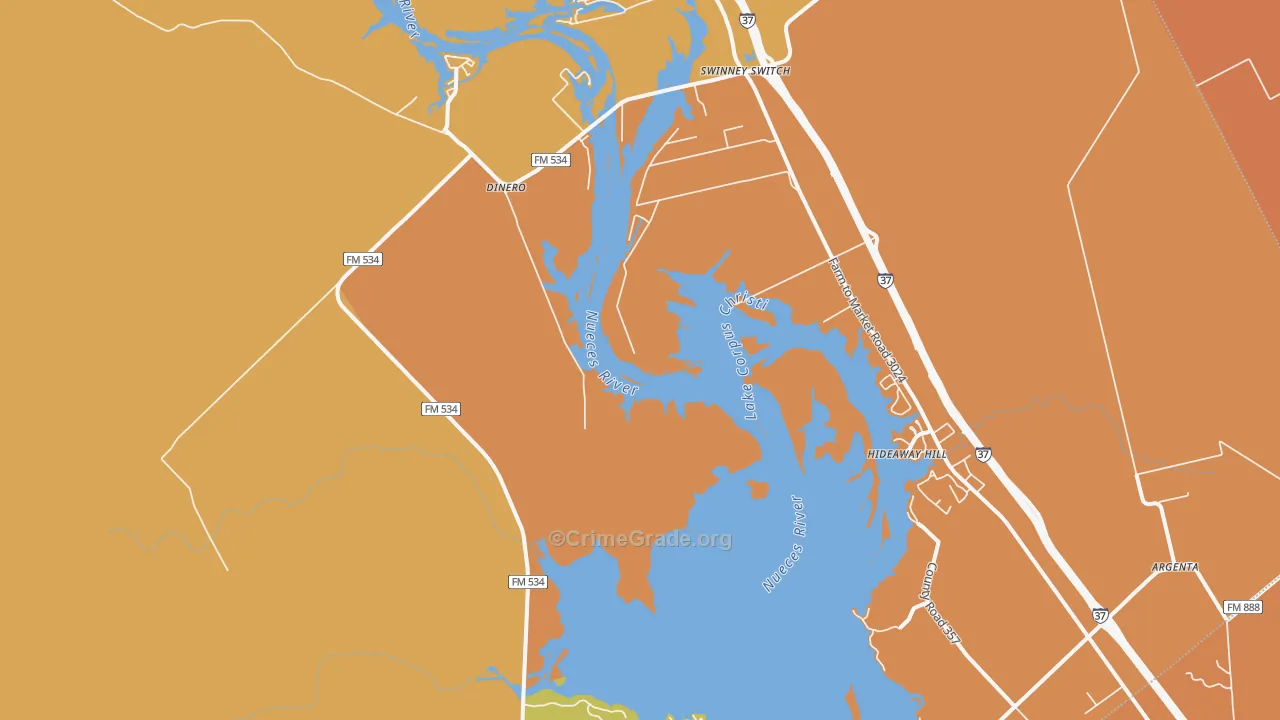 Mount Lucas, TX Map of Assault Rates