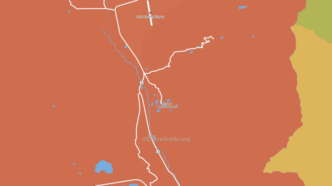 Mount Massive Lakes, CO Map of Assault Rates