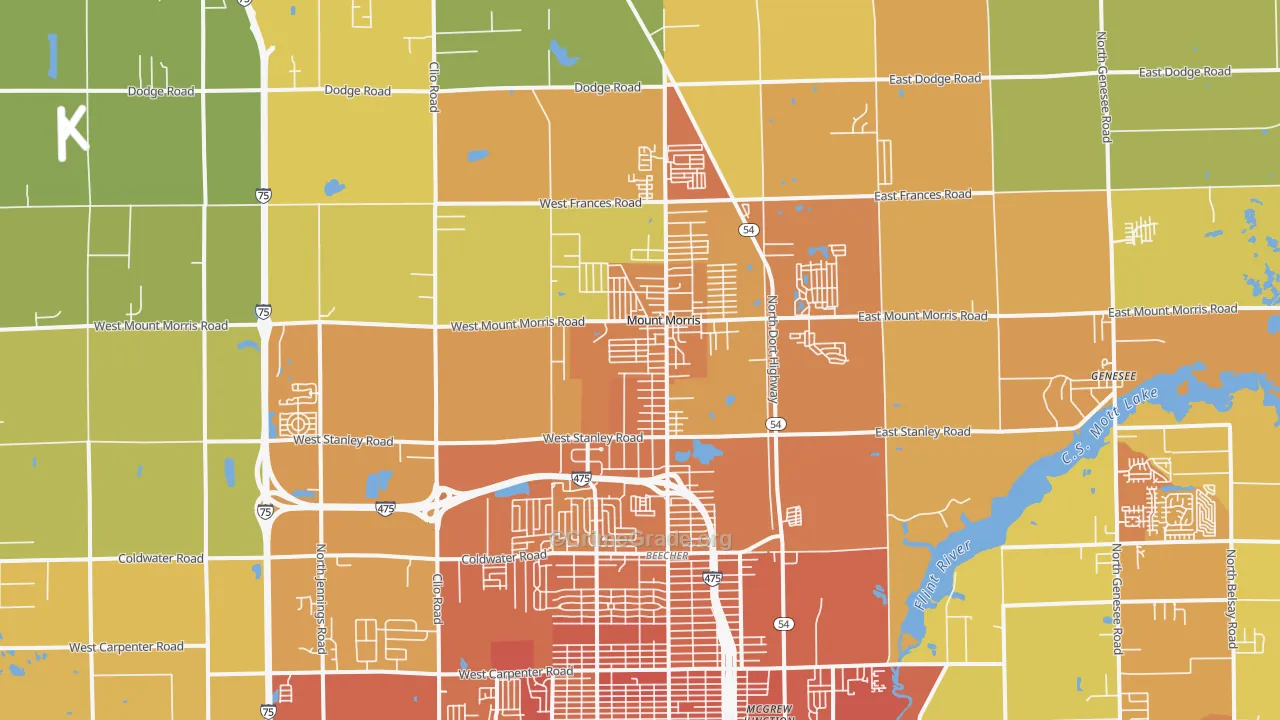 Mount Morris, MI Map of Assault Rates