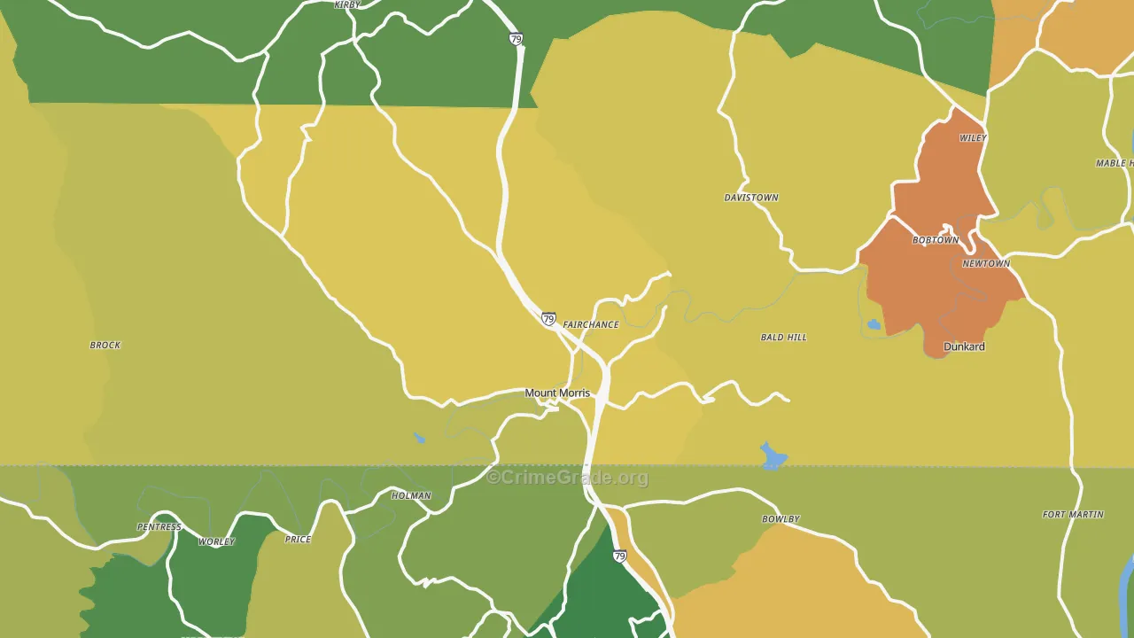 Mount Morris, PA Map of Assault Rates