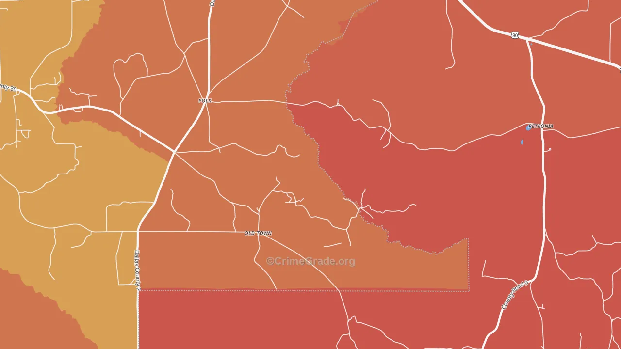Mount Nebo, AL Map of Assault Rates