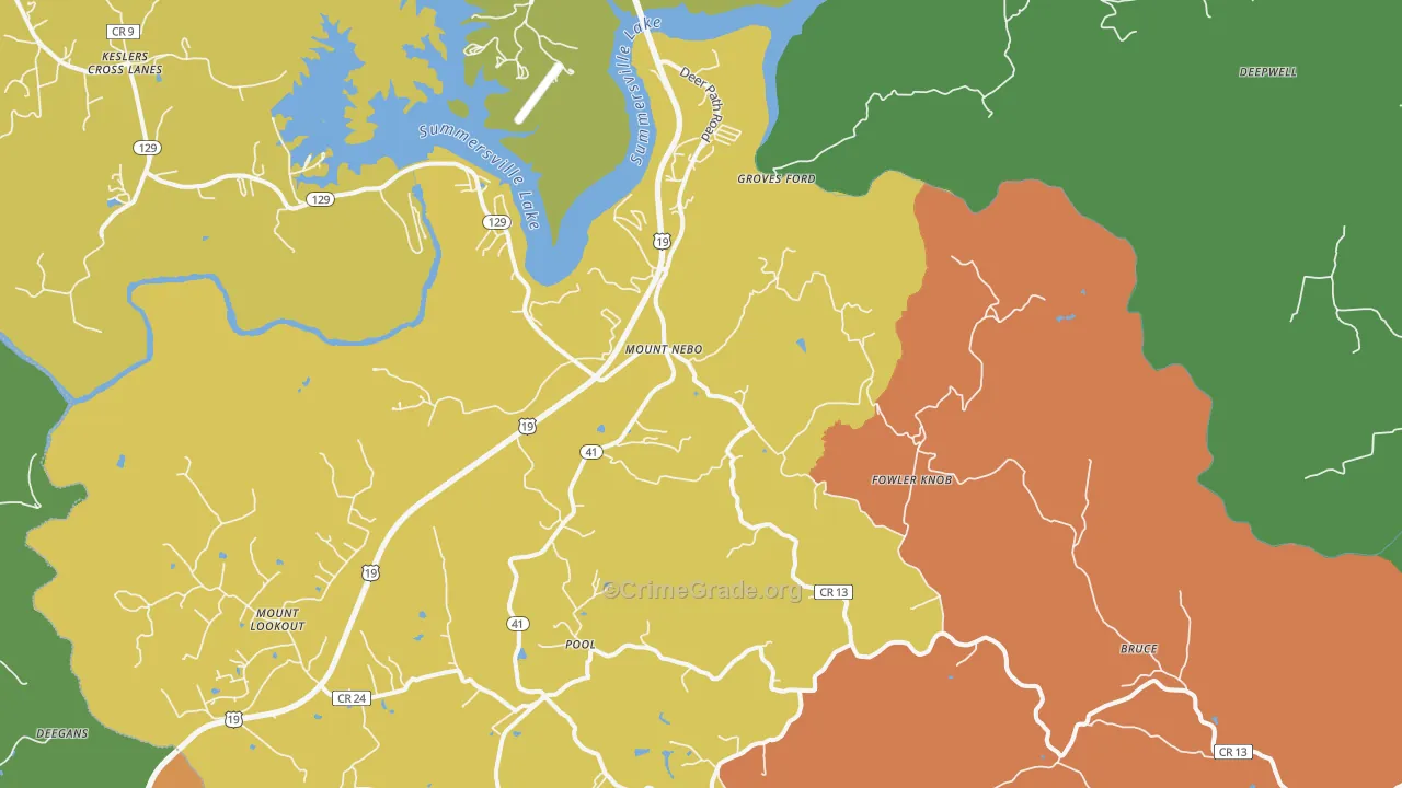 Mount Nebo, WV Map of Assault Rates
