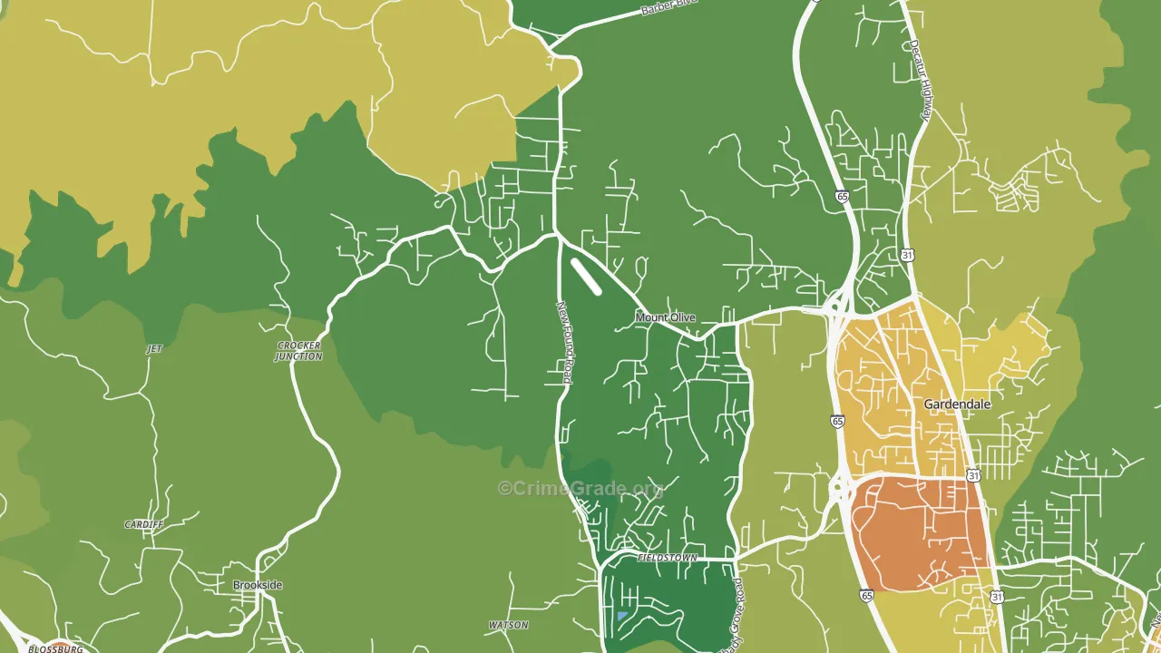Mount Olive, AL Map of Assault Rates
