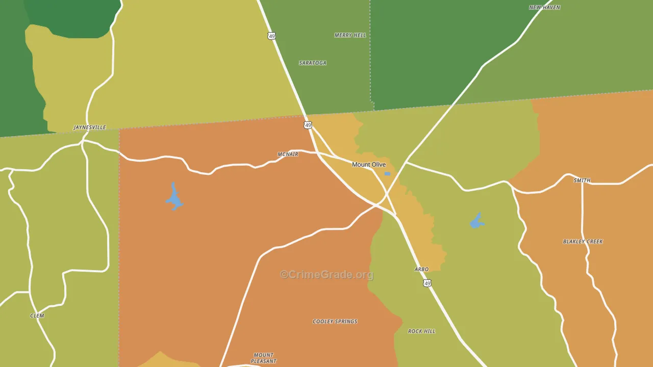Mount Olive, MS Map of Assault Rates