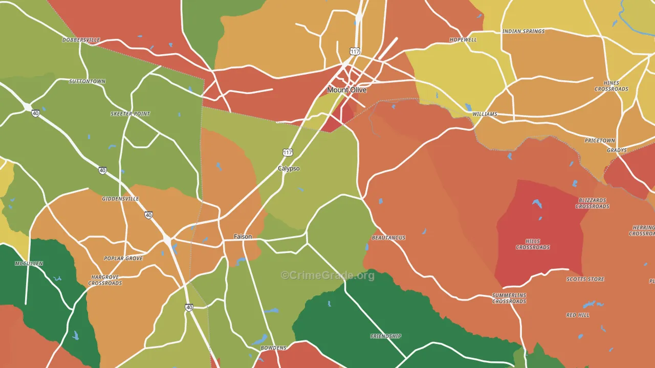 Mount Olive, NC Map of Assault Rates