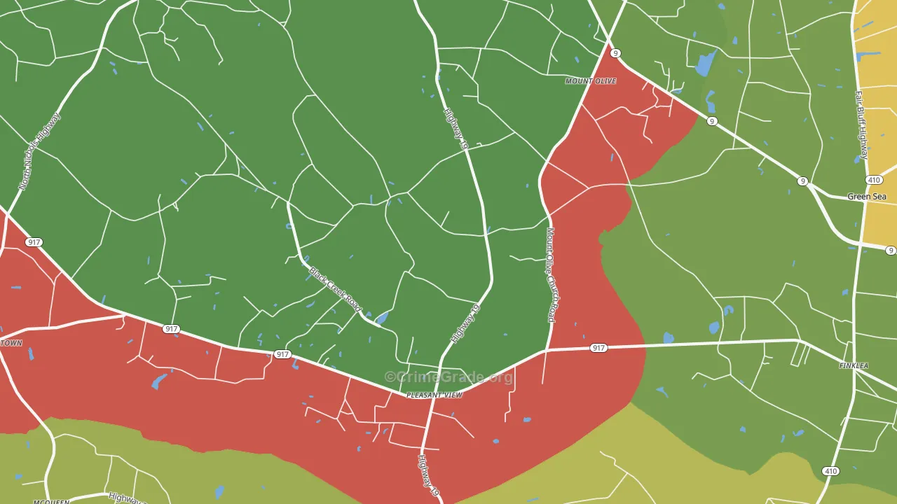 Mount Olive, SC Map of Assault Rates