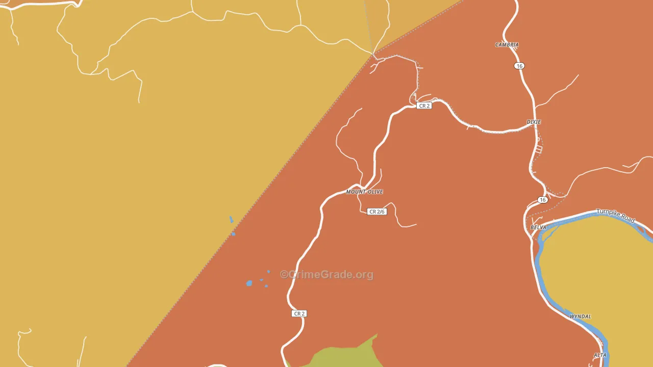 Mount Olive, WV Map of Assault Rates