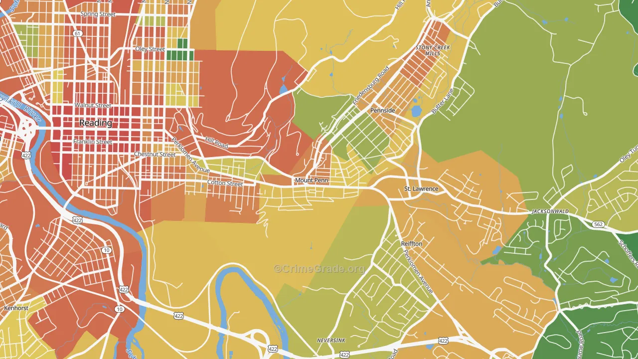 Mount Penn, PA Map of Assault Rates