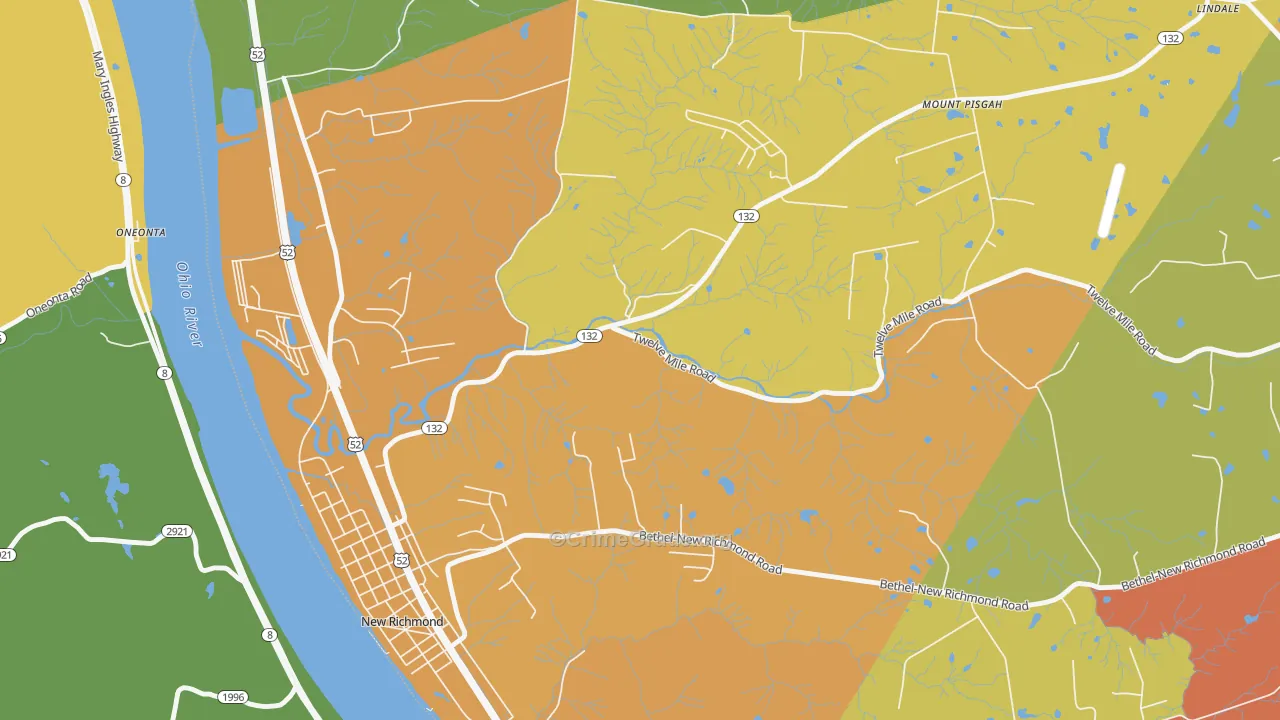 Mount Pisgah, OH Map of Assault Rates