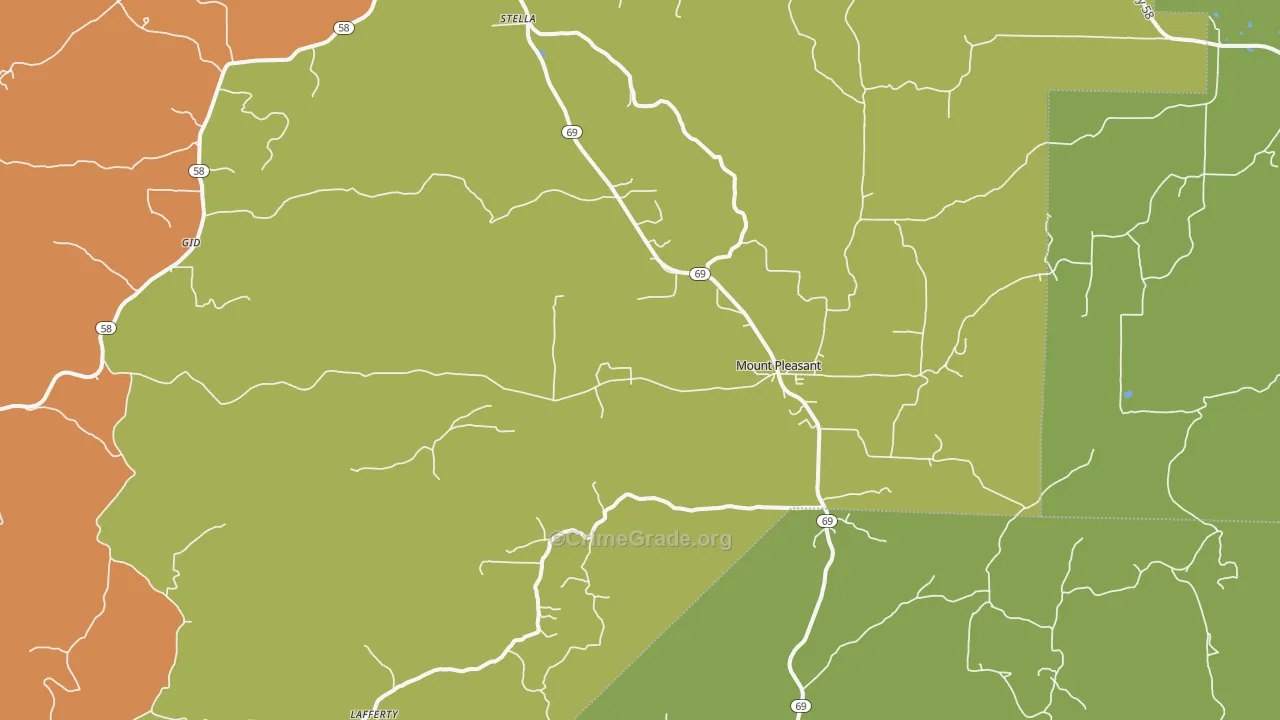 Mount Pleasant, AR Map of Assault Rates