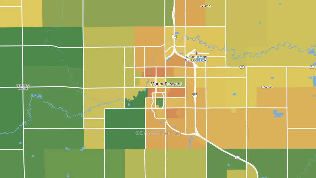 Mount Pleasant, MI Map of Assault Rates