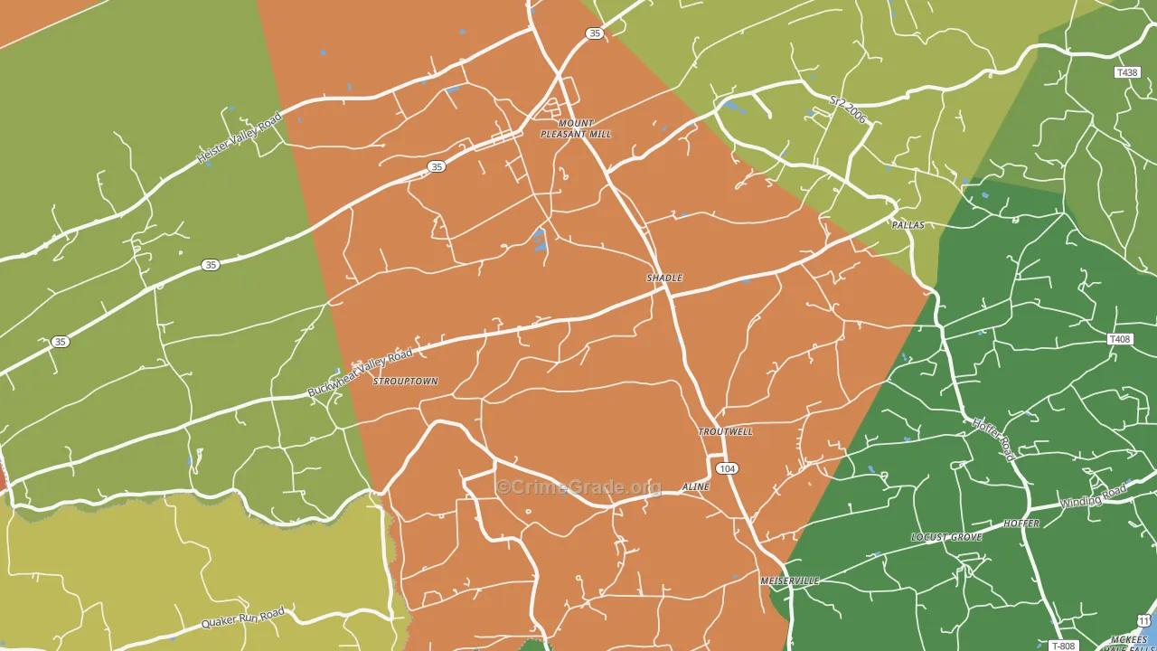 Mount Pleasant Mills, PA Map of Assault Rates