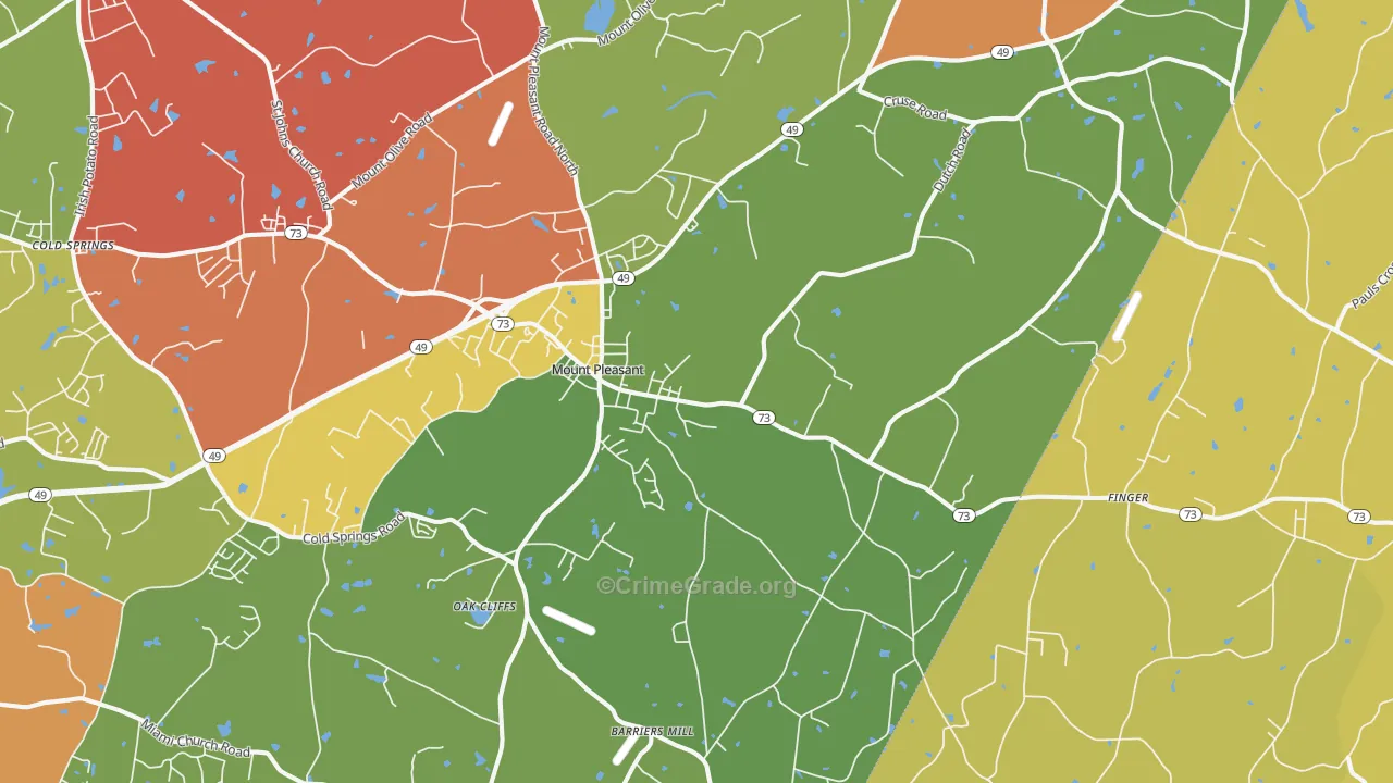 Mount Pleasant, NC Map of Assault Rates