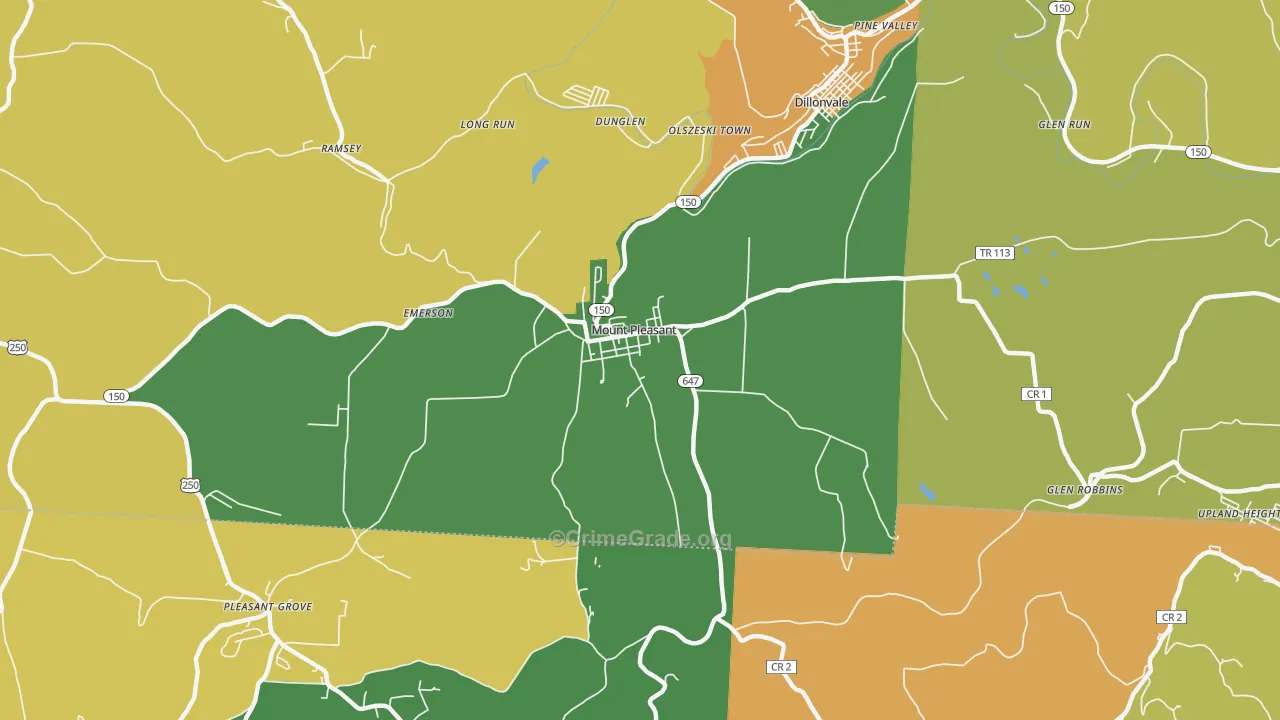 Mount Pleasant, OH Map of Assault Rates