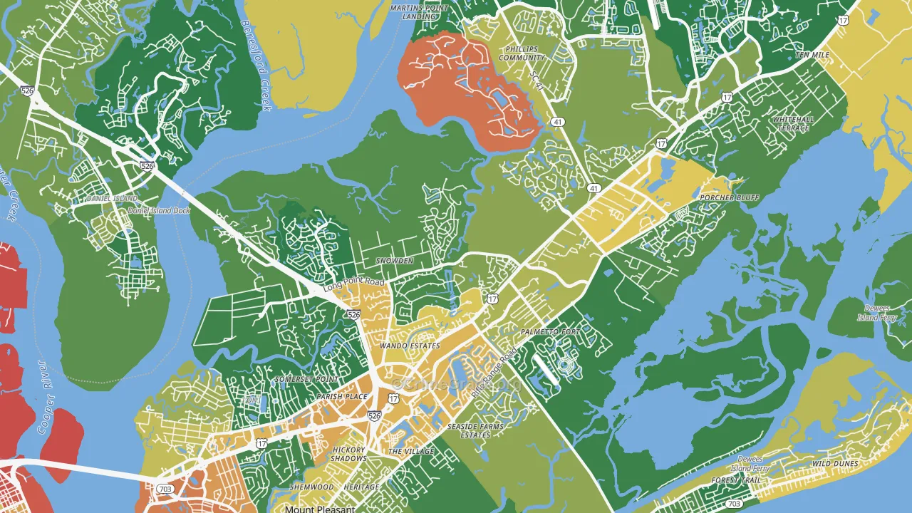 Mount Pleasant, SC Map of Assault Rates