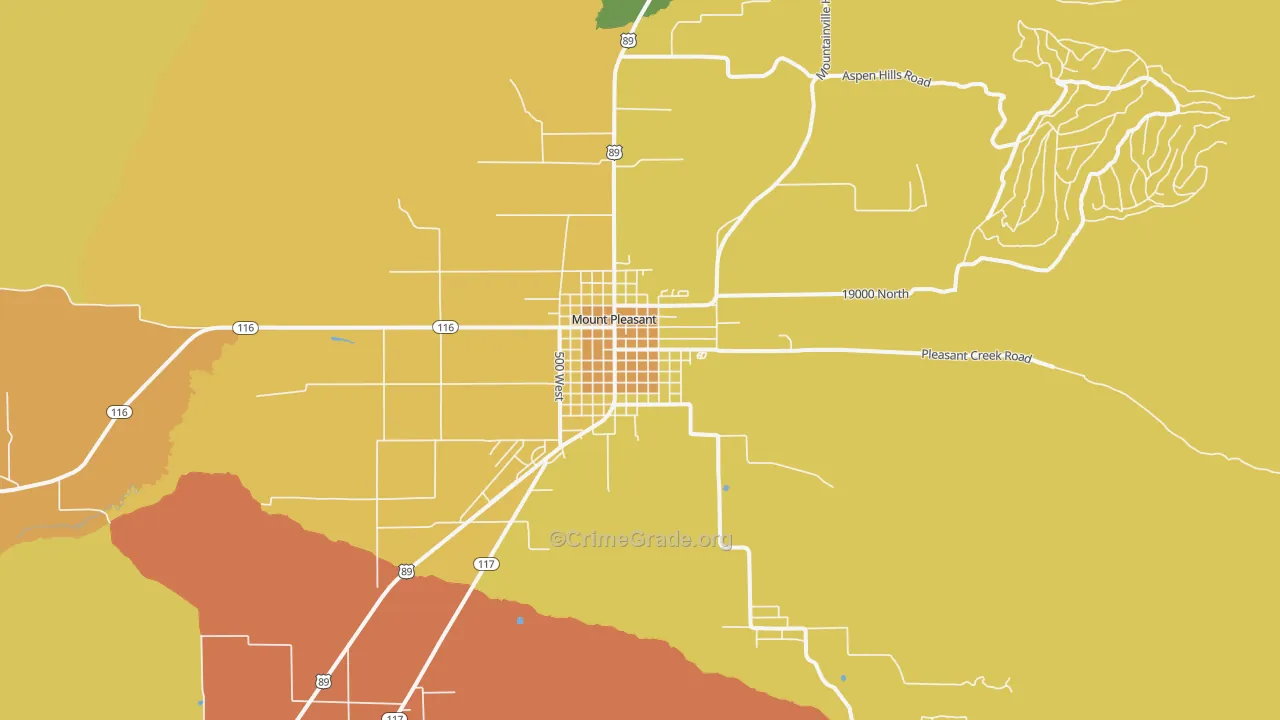 Mount Pleasant, UT Map of Assault Rates
