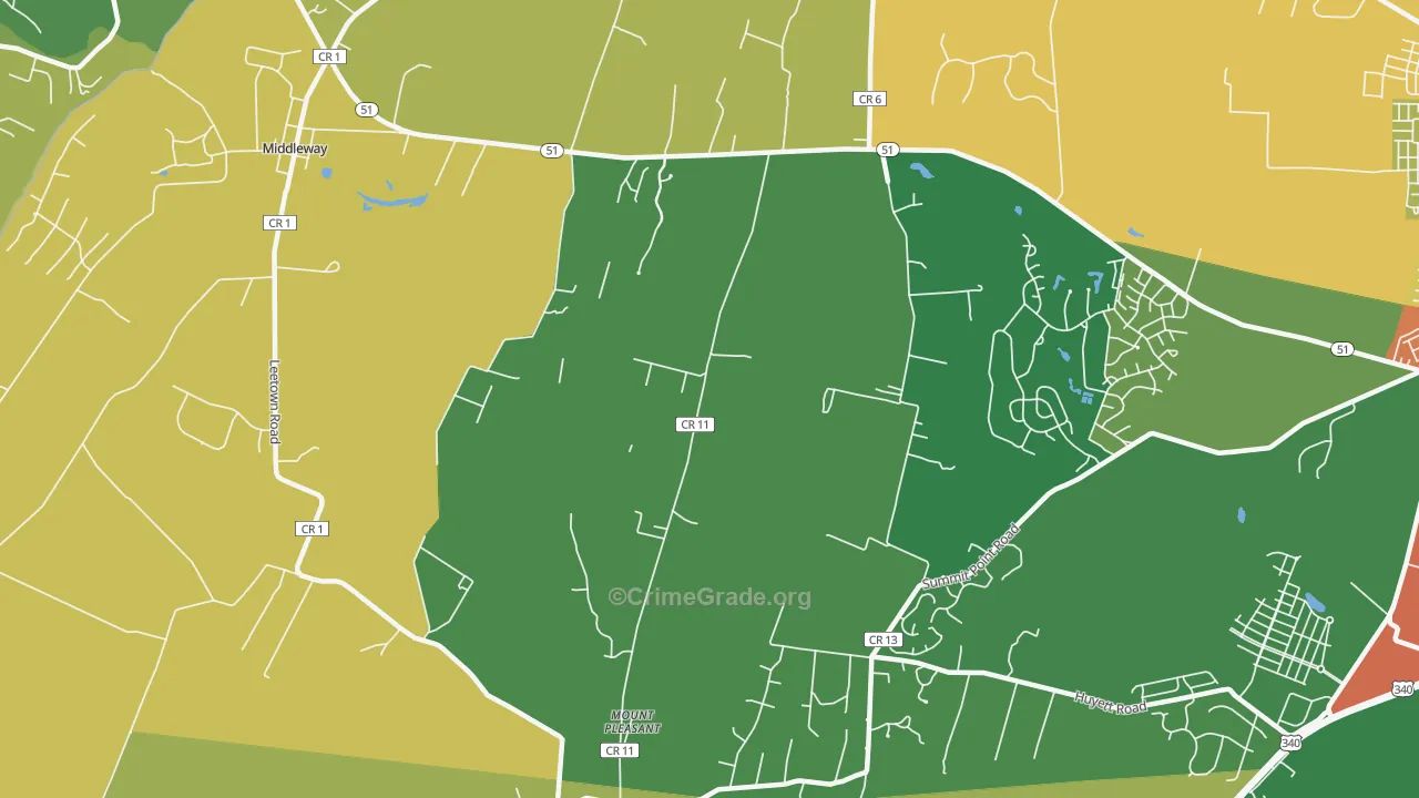 Mount Pleasant, WV Map of Assault Rates