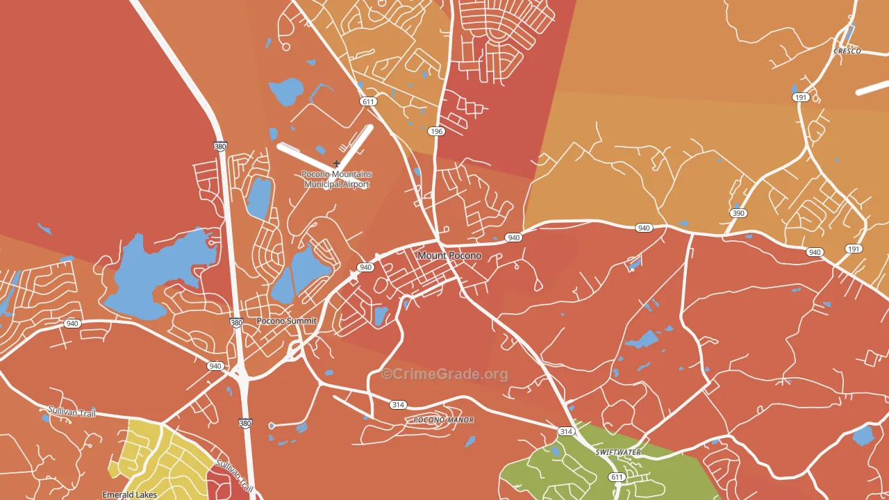 Mount Pocono, PA Map of Assault Rates