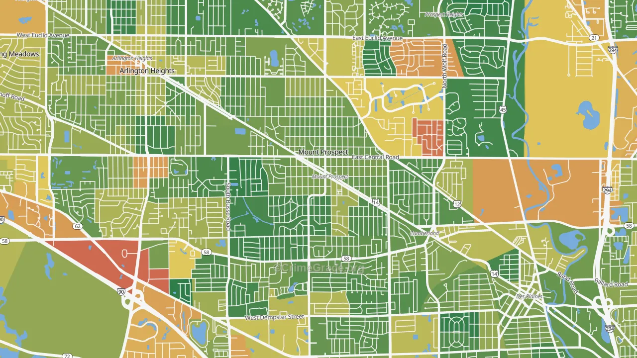 Mount Prospect, IL Map of Assault Rates