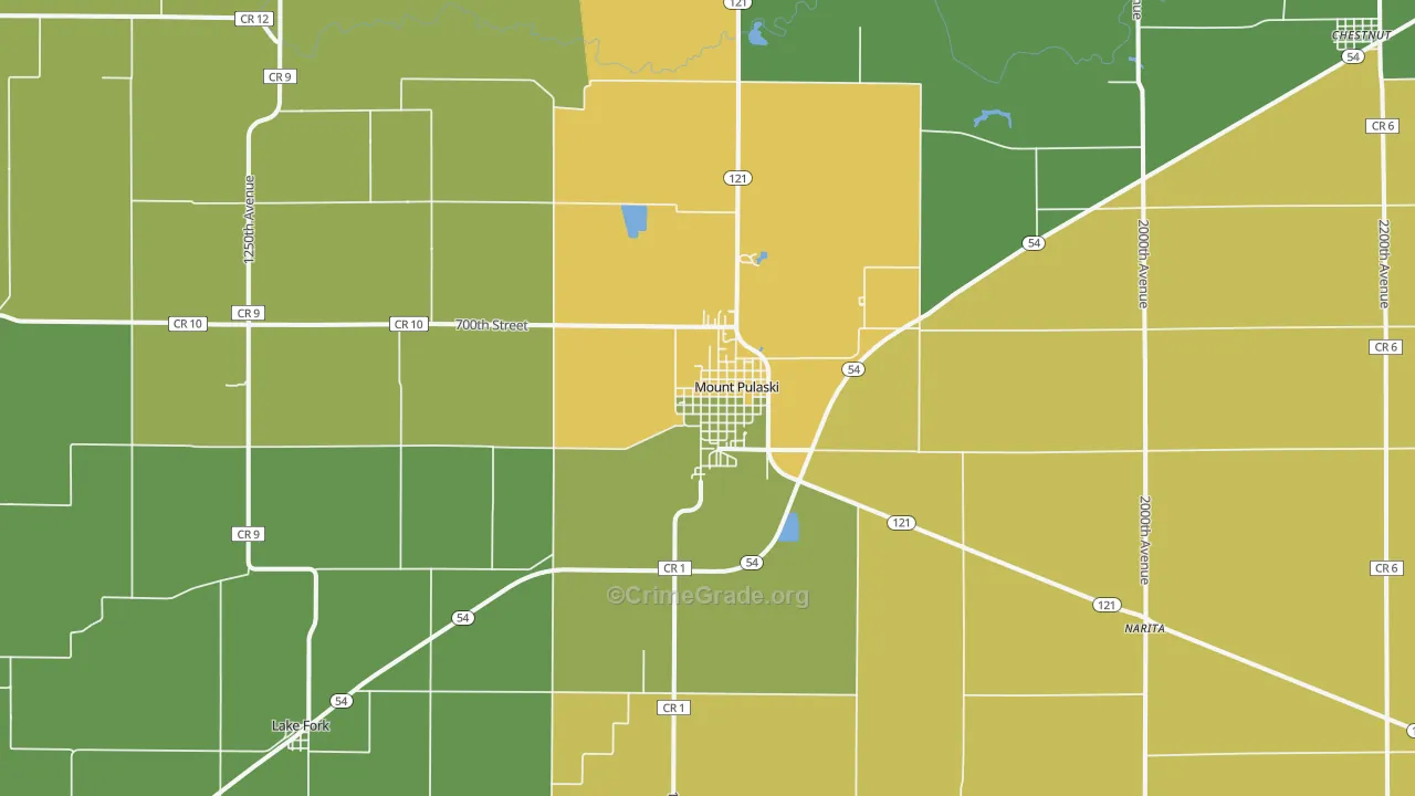 Mount Pulaski, IL Map of Assault Rates