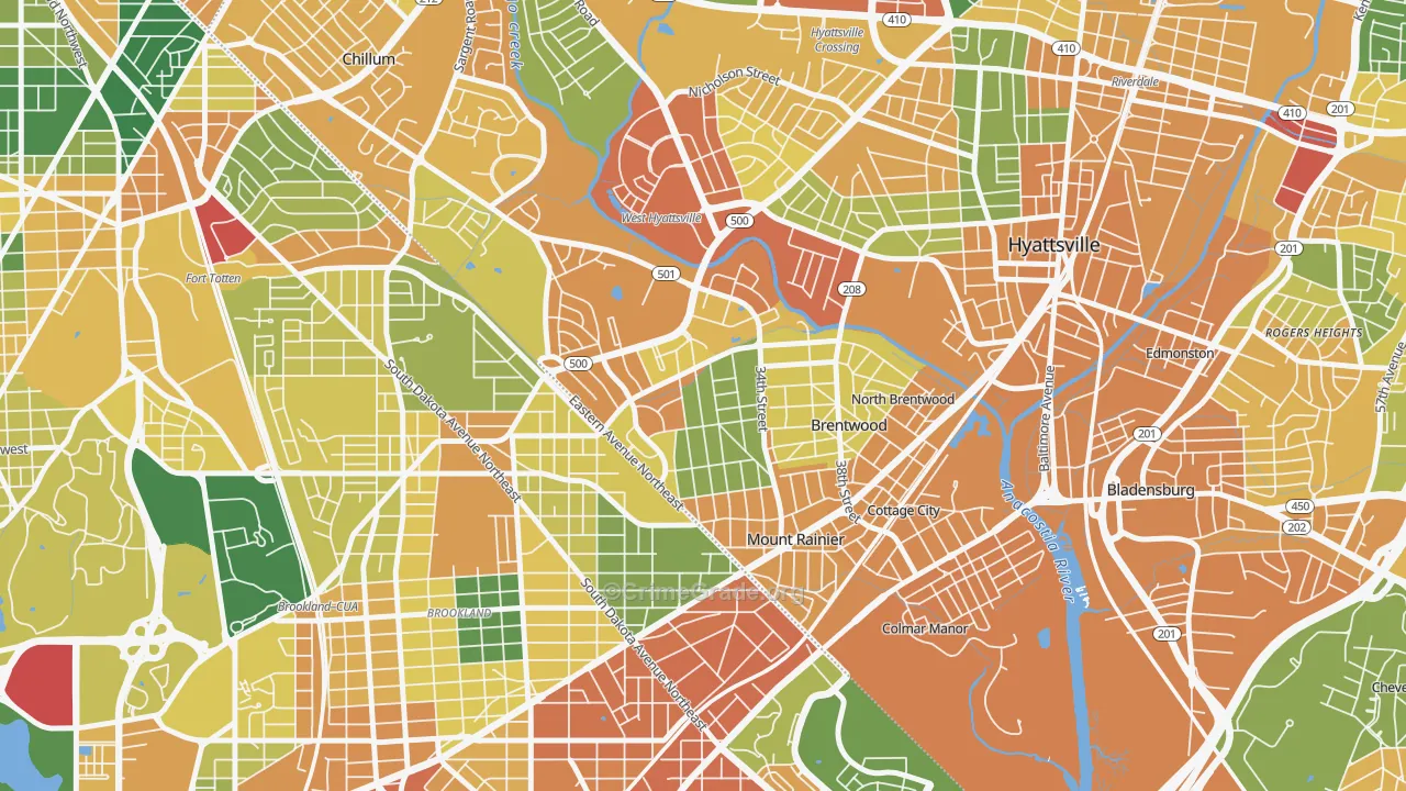 Mount Rainier, MD Map of Assault Rates
