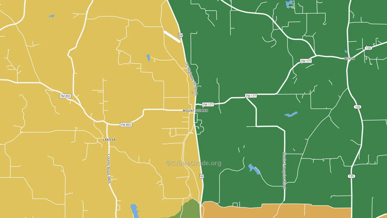 Mount Selman, TX Map of Assault Rates