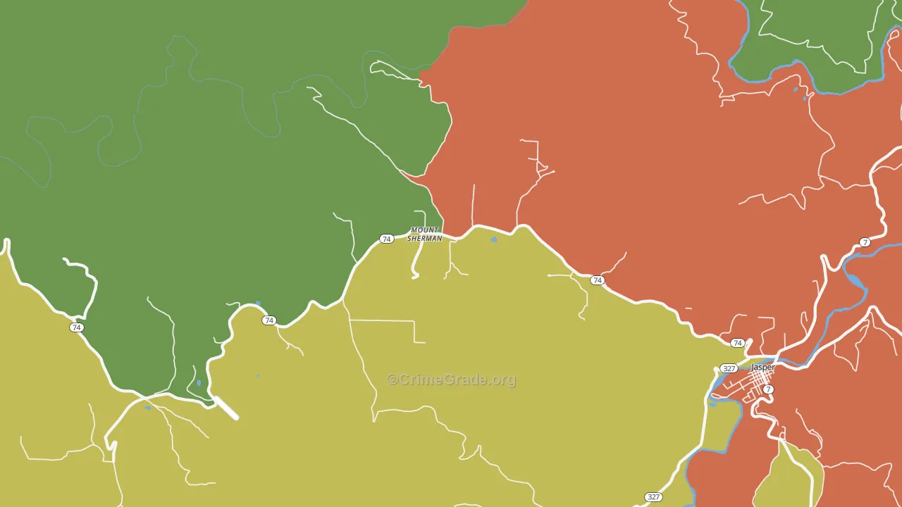 Mount Sherman, AR Map of Assault Rates