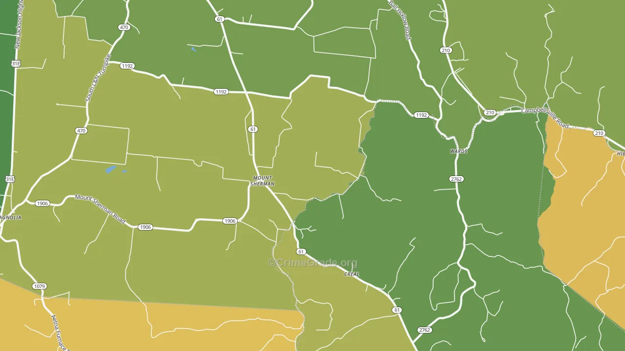 Mount Sherman, KY Map of Assault Rates