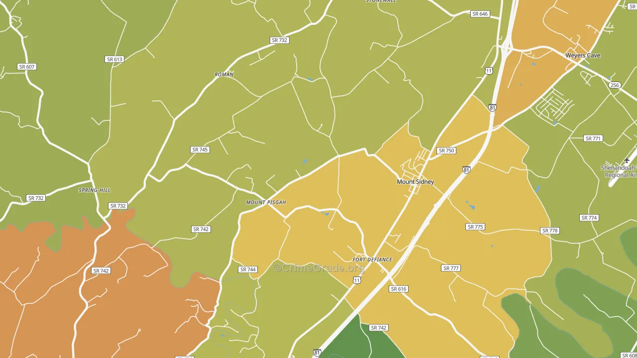 Mount Sidney, VA Map of Assault Rates