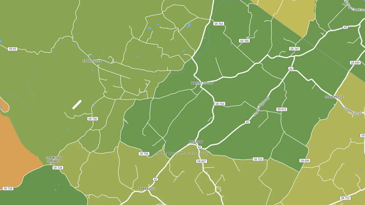 Mount Solon, VA Map of Assault Rates