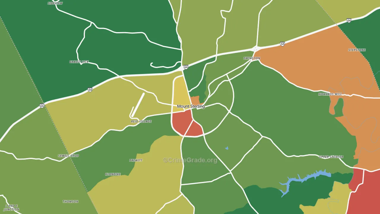 Mount Sterling, KY Map of Assault Rates