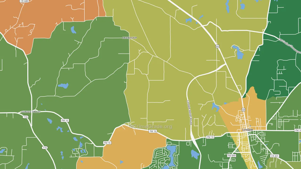 Mount Sylvan, TX Map of Assault Rates
