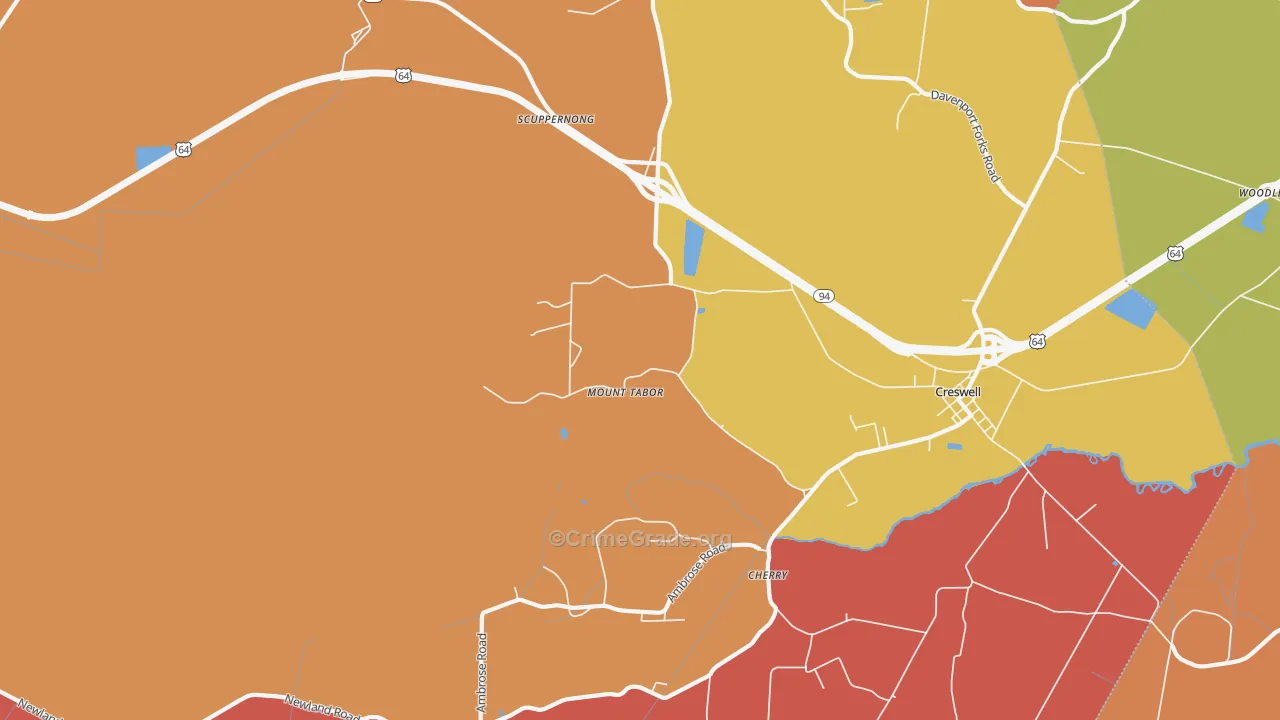 Mount Tabor, NC Map of Assault Rates