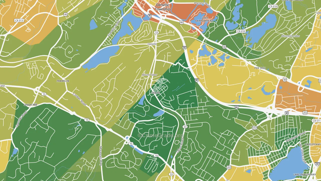 Mount Tabor, NJ Map of Assault Rates