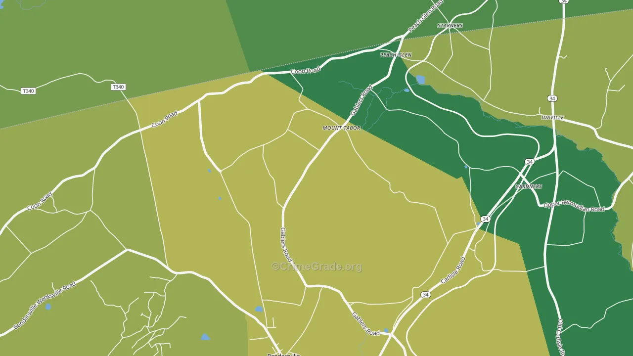 Mount Tabor, PA Map of Assault Rates