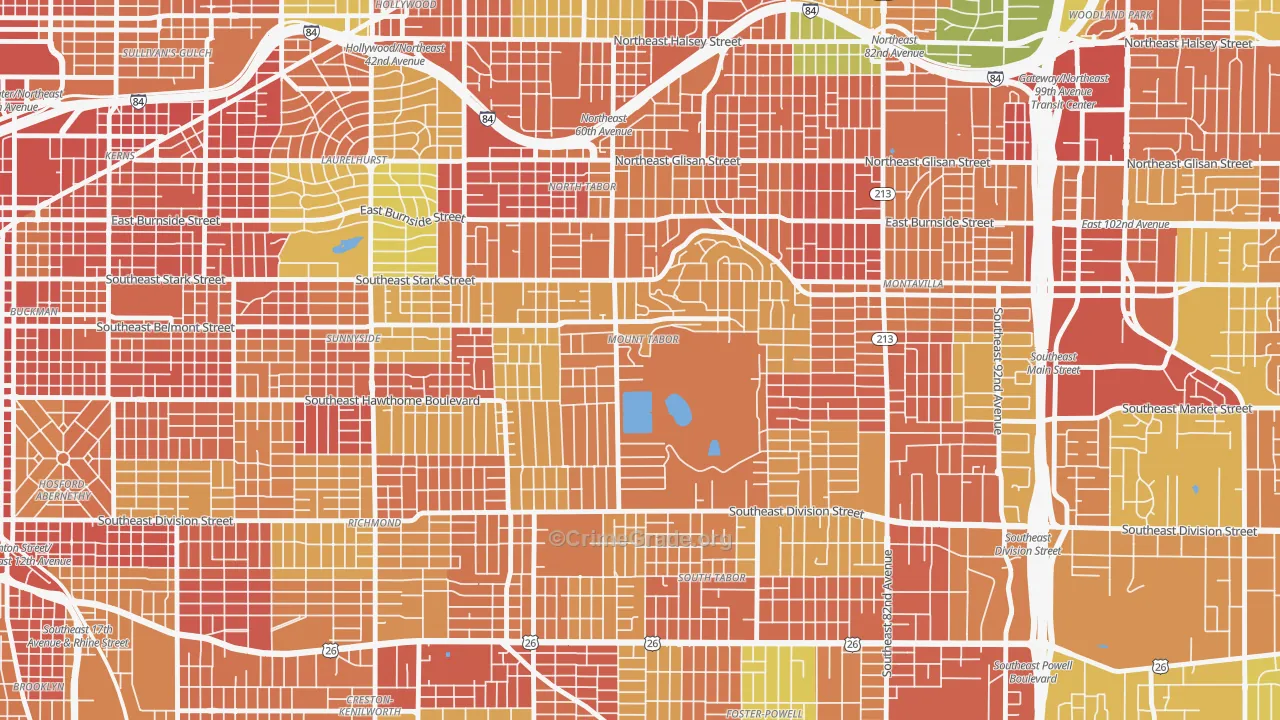 Mount Tabor, Portland, OR Map of Assault Rates
