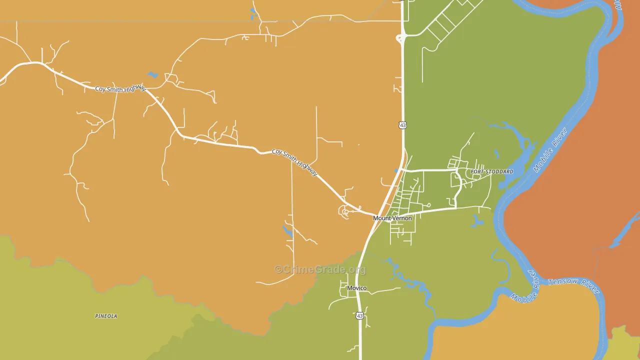 Mount Vernon, AL Map of Assault Rates