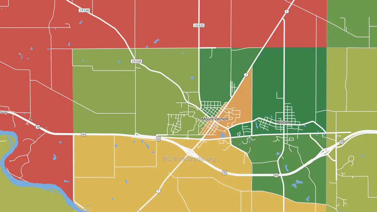 Mount Vernon, IA Map of Assault Rates