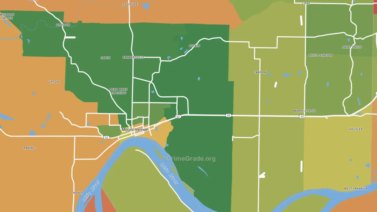 Mount Vernon, IN Map of Assault Rates