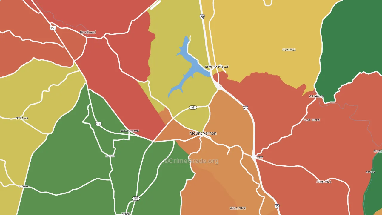 Mount Vernon, KY Map of Assault Rates