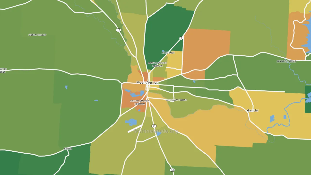 Mount Vernon, OH Map of Assault Rates
