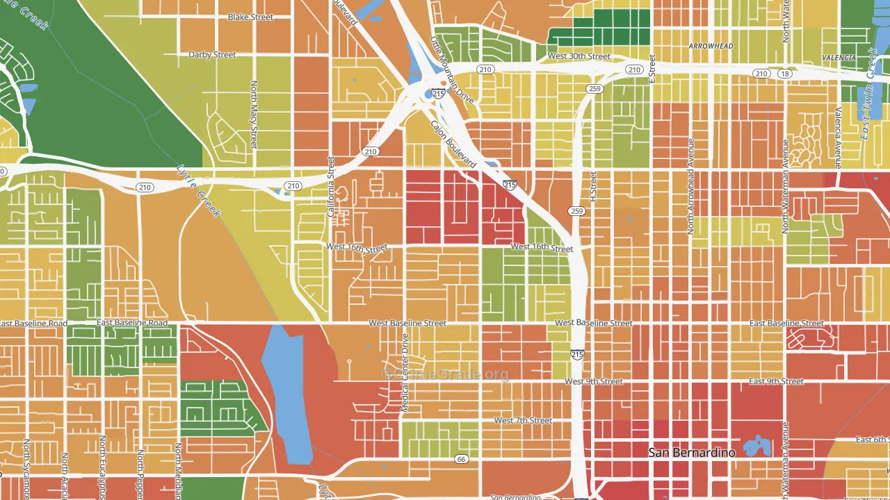 Mount Vernon, San Bernardino, CA Map of Assault Rates