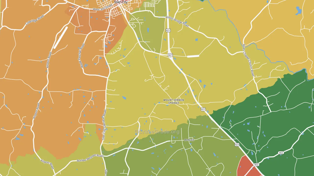 Mount Vernon Springs, NC Map of Assault Rates