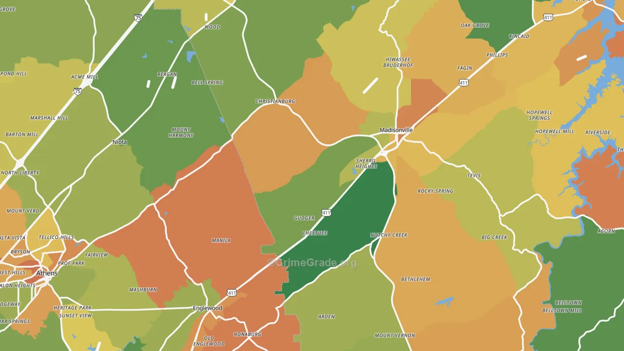 Mount Vernon, TN Map of Assault Rates