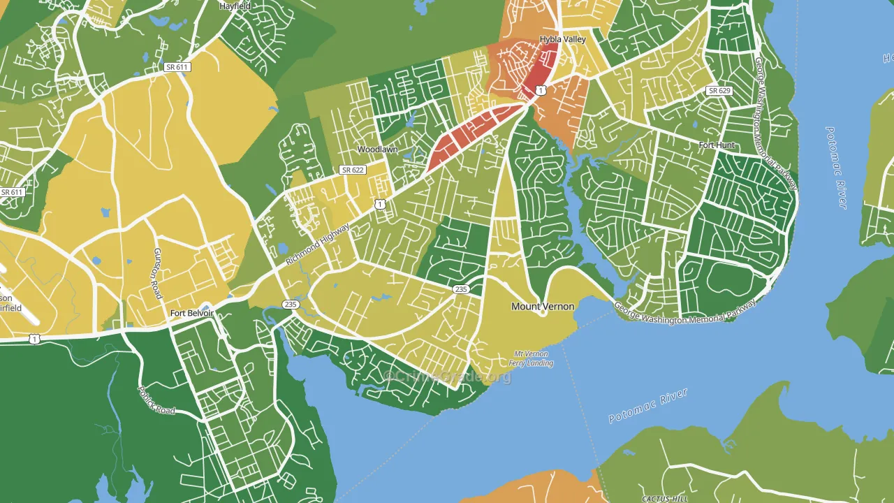 Mount Vernon, VA Map of Assault Rates